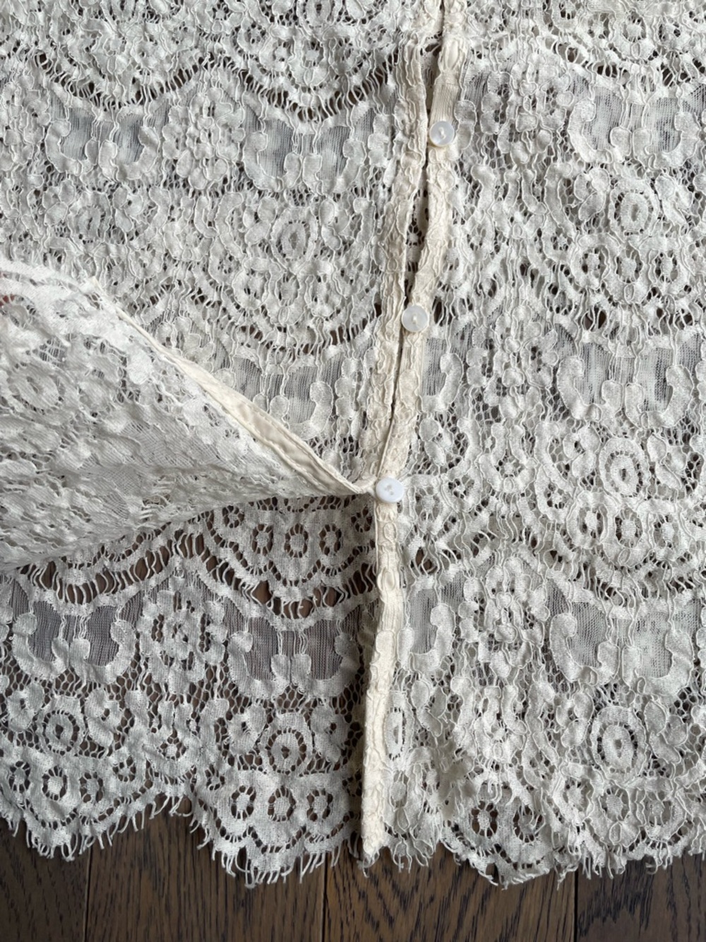 Cream Lace-Trim V-Neck Women's Cardigan Sweater - Picture 5 of 10
